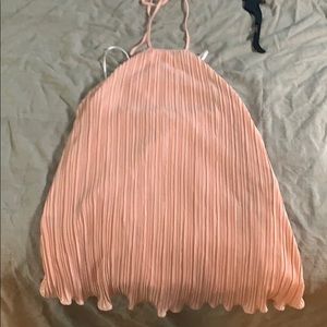 Pink tent dress with high neck